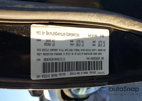 2006 Dodge Charger Rt из США, поврежденный, VIN 2B3KA53H76H513112